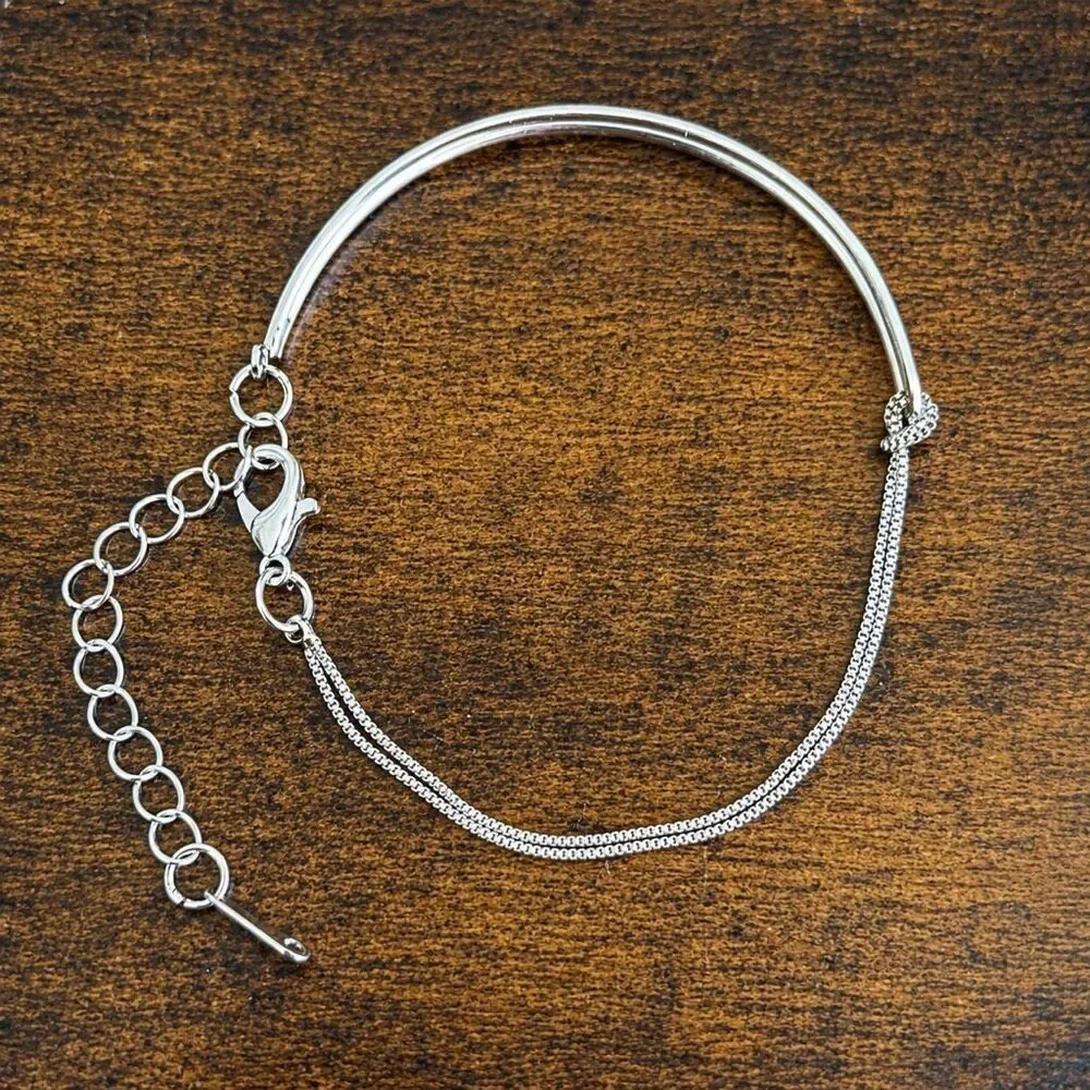 Sterling Silver Minimalist Asymmetrica Knot Bracelet